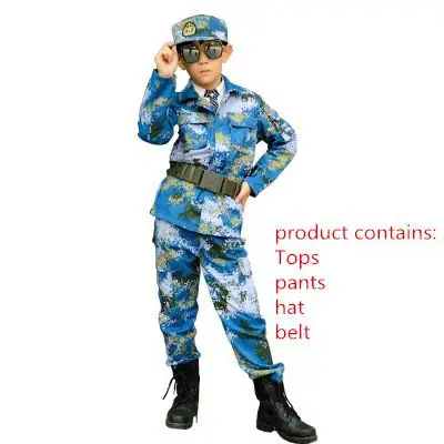 Комплект одежды для детей, куртка+ terousers+ шапочка+ пояс на Хэллоуин, военная форма для мальчиков-подростков, боевая рубашка высокого качества, армейский костюм - Цвет: B