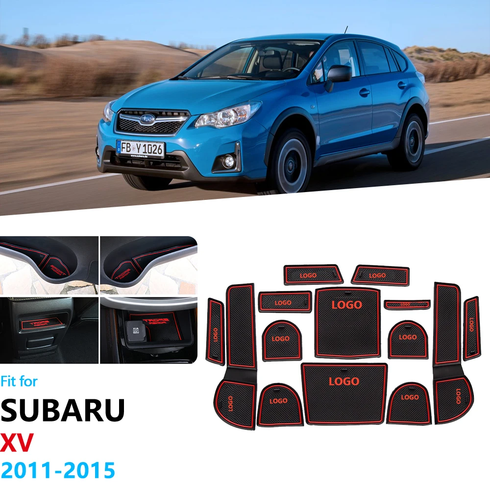 Anti-Slip Rubber Gate Slot Cup Mat For Subaru XV 2011 2012 2013 Crosstrek WRX STI Coaster Accessories Car Stickers