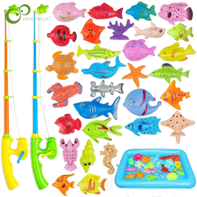 Magnetic Fishing Pool Toys Game for Kids - Water Table Bathtub Kiddie Party Toy Plastic Floating Fish Ocean Sea Animals gift YJN 1