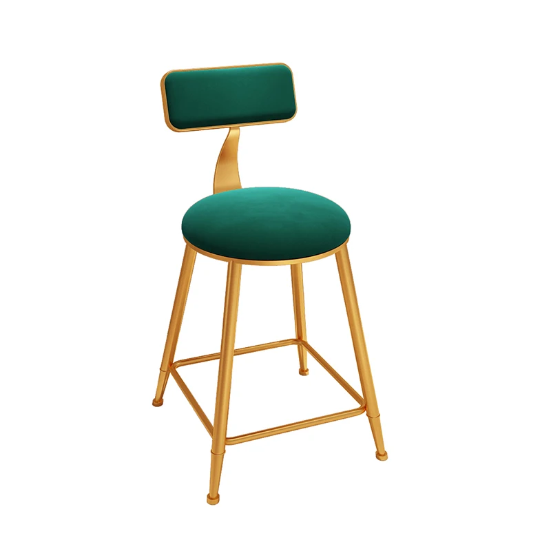 Modern Customized Nordic Iron Bar Chair Simple Home Back Dining Chair High Stool Coffee Bar Chairs Bar Stool - Цвет: Green 45cm
