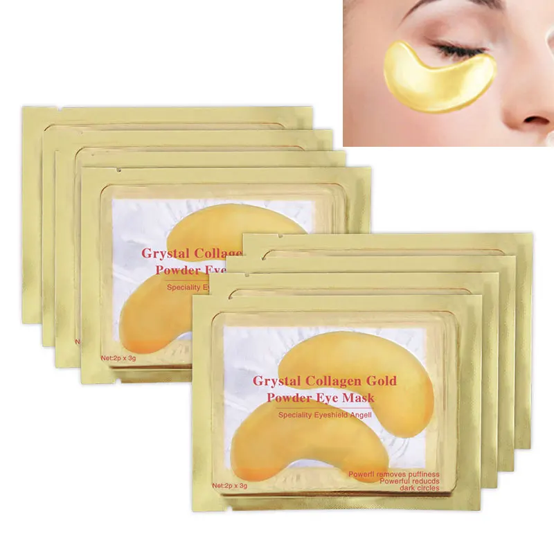 

1Pack=2Pcs Natural Crystal Collagen Golden Eye Mask Anti-Aging Face Care Sleeping Eye Patches Eliminates Dark Circles Fine Lines