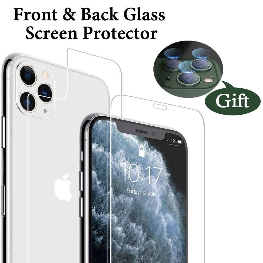 Передняя + задняя защитная пленка из закаленного стекла для iPhone 11 Pro Max 9H Защитное
