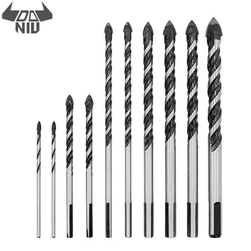 

DANIU Carbide 10Pc 1/8 1/4 5/16 3/8 1/2 Inch Tips Masonry Drill Bits Twist Drill Set for Tile Brick Cement Concrete Easily Drill