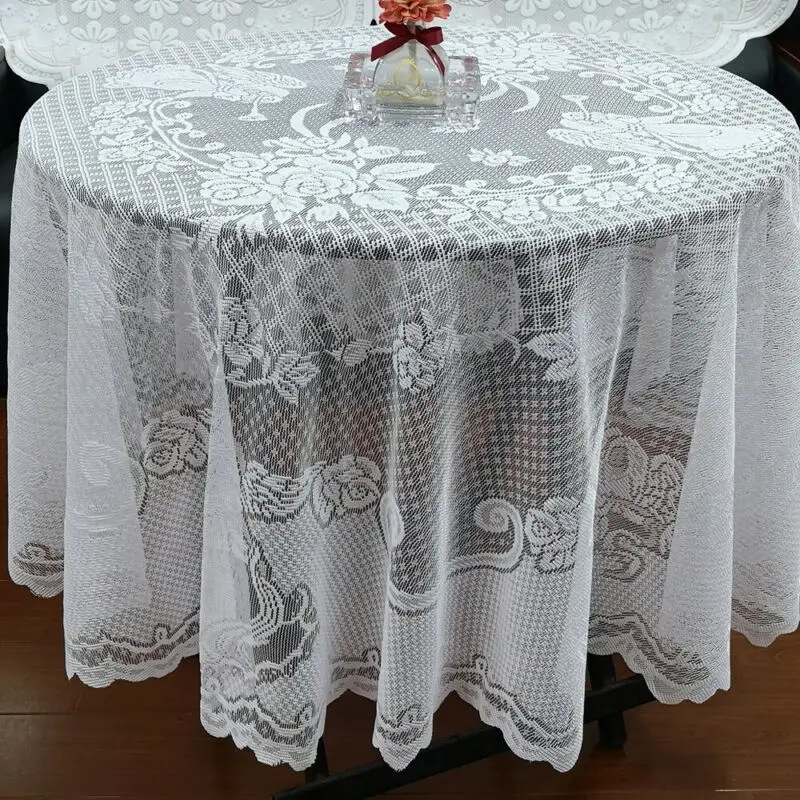 Vintage Angel Lace Tablecloth Rectangle Round Table Cloth Cover Home Party Decor 