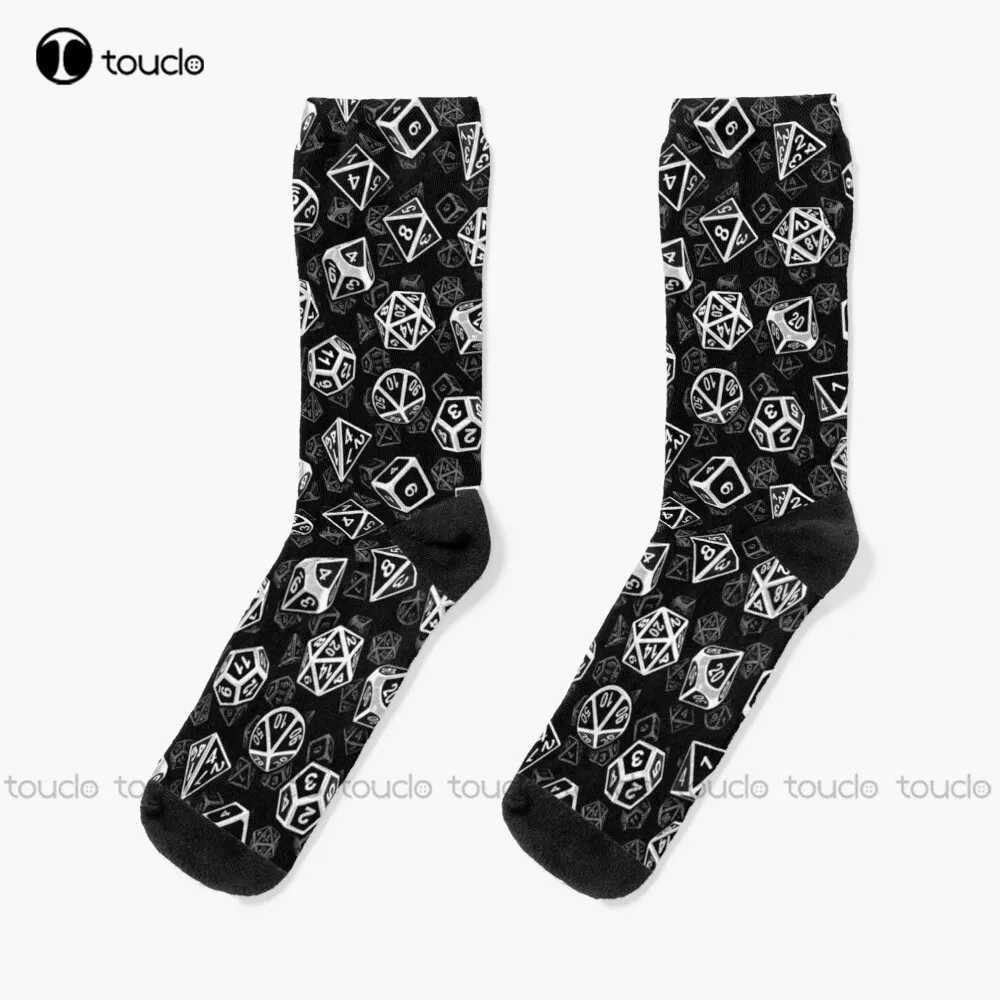 

D20 Dice Set Pattern (White) Socks High Socks Women Personalized Custom Unisex Adult Teen Youth Socks 360° Digital Print