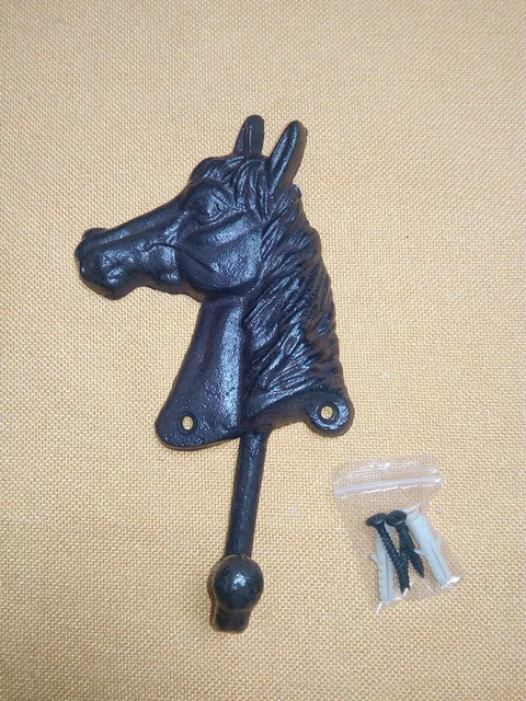Horse Head Cast Iron Wall Hook With 1 Hanger Farm House Accents