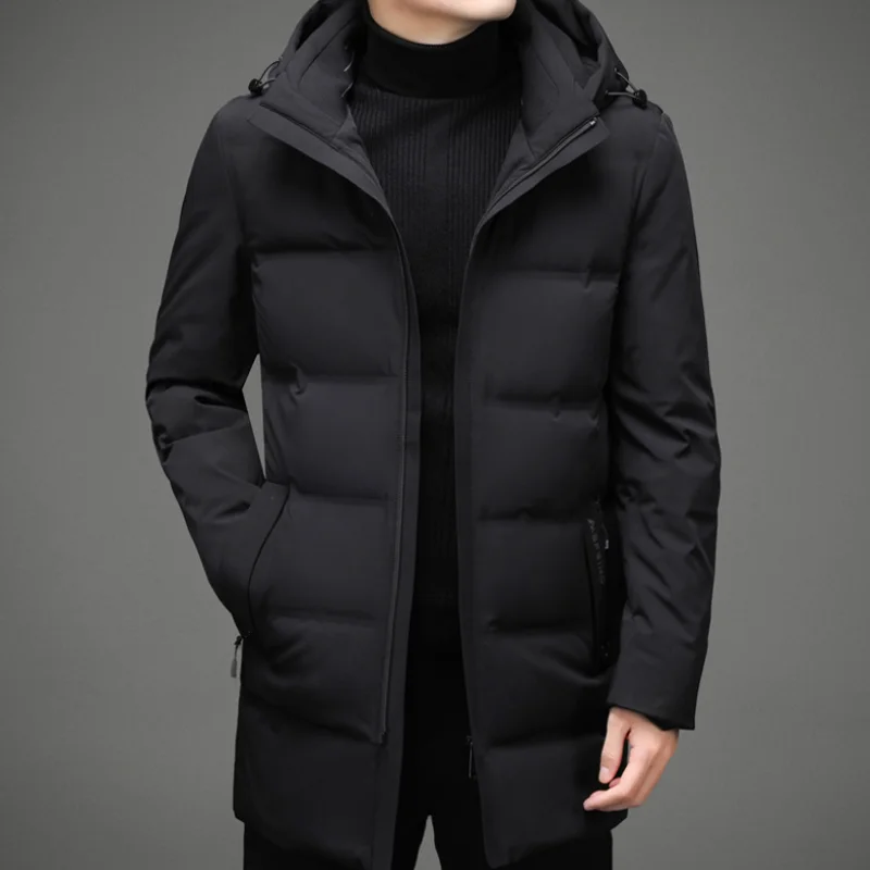 

Men's mid-length down jacket men's business 90% white duck down winter thick warm winter coat men's jacket