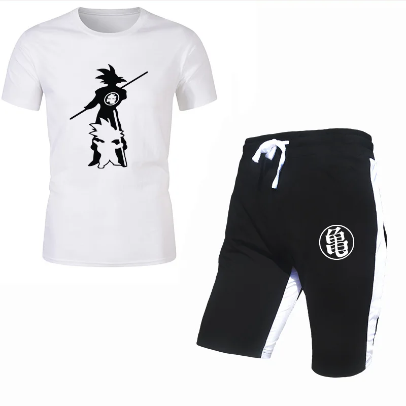 

Men's summer new T-shirt suit Japanese anime 7 Dragon Ball series printed T-shirt + shorts casual fashion sportswear 2 sets