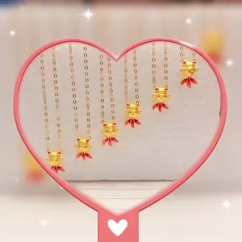 

New product gold 999 cute wind pink and tender little goldfish to satisfy the girl's heart with 925 sterling silver ladies neckl