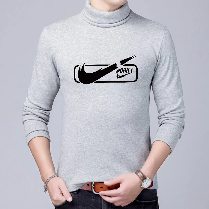 

2019 New Autumn Men'S Sweater Men'S Turtleneck Solid Color Drift Printing Casual Sweater Men's Slim Fit Brand Knitted Pullovers