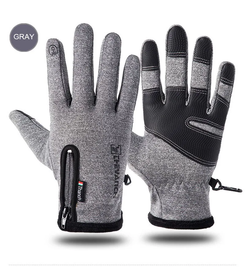 Outdoor Waterproof Gloves Winter Zipper Touch Screen Heated Glove Motorcycle Gloves For Motorcycle Sports Velvet Mountaineering