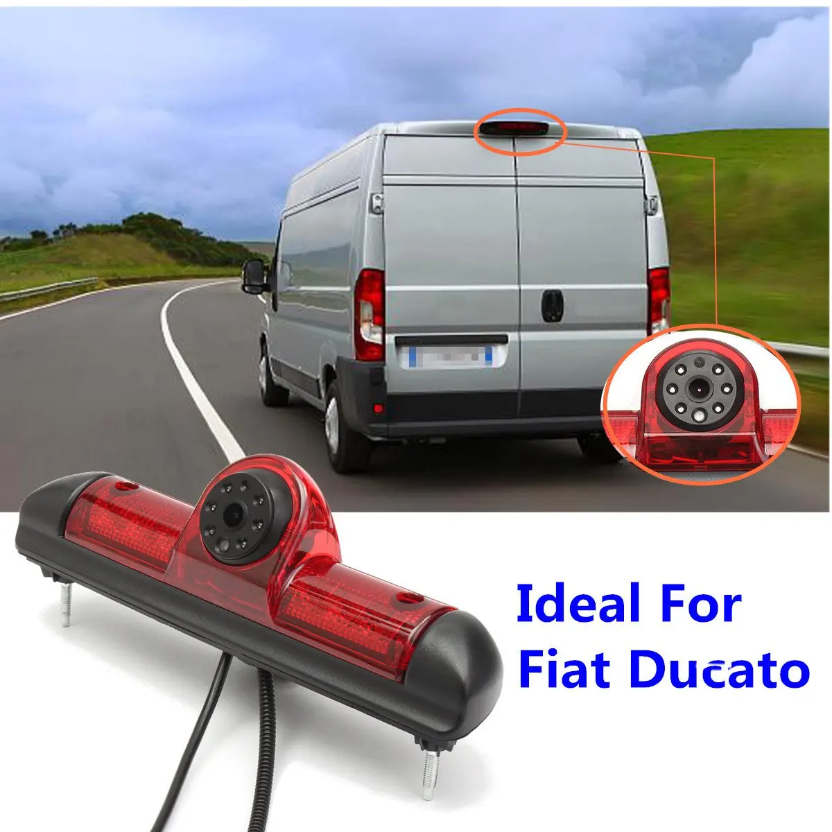 

LED 170 Degree Rearview Camera Reverse Backup Reversing Brake Light Night Vision for Fiat Ducato Car Waterproof