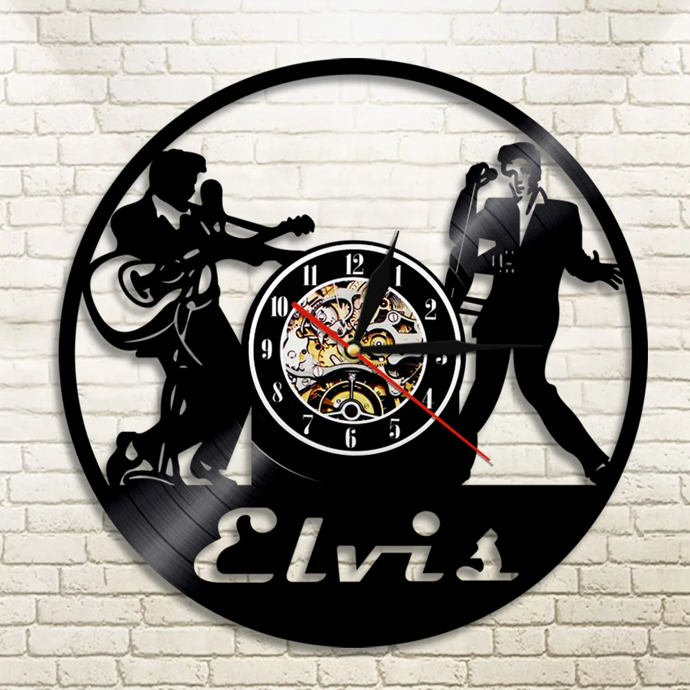 Настенные часы Элвиса, современный дизайн, классические музыкальные часы, семь цветов, подсветка, светодиодный, настенные часы, домашний декор, бесшумные, 12 дюймов