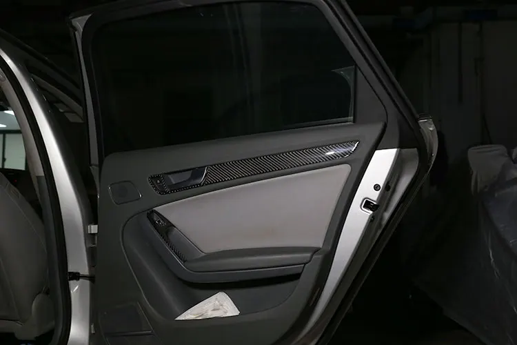 4 шт настоящие Углеродные волокна межкомнатные двери декоративные панели 3D интерьерные аксессуары наклейки для Audi A4L/A5 2009