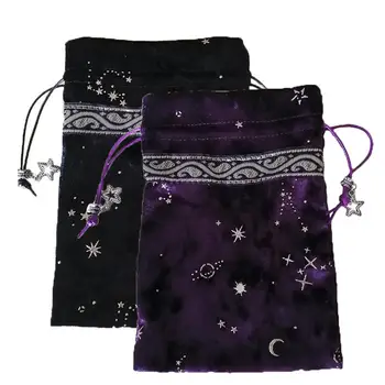 

1pc plush star Pattern Tarot Storage Bag Board Game Card Embroidery Drawstring Package 13x18cm