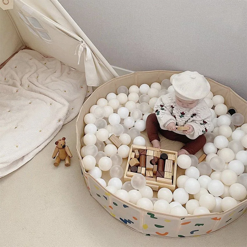 Kids Playpen Ocean Ball Pit Baby Infant Foldable Pool Soft Round Colorful Balls Fence Play Space Room Decoration 2