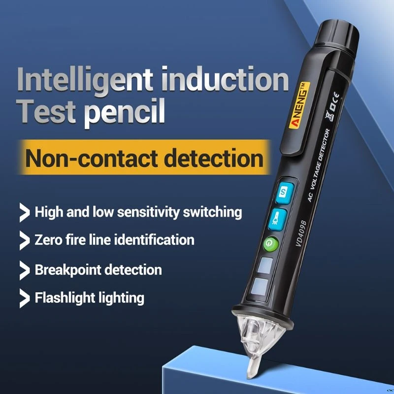 VD409B Бесконтактный детектор напряжения переменного тока 12-1000V индукционный индикатор w фонарик