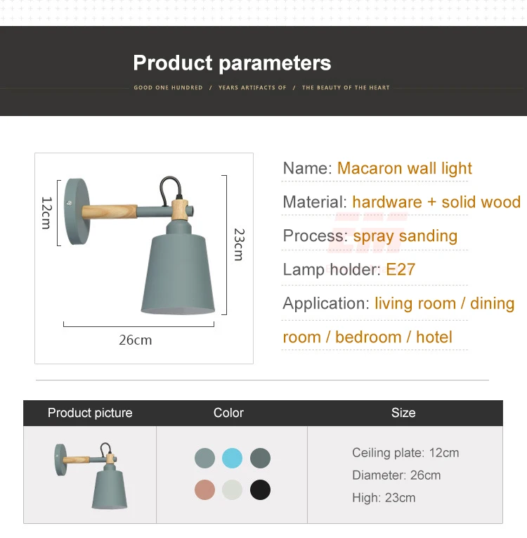 Деревянный настенный светильник s прикроватный настенный светильник Настенный светильник современный настенный светильник для спальни скандинавский макарун 6 цветов Черный E27 85-285V ZBD0029