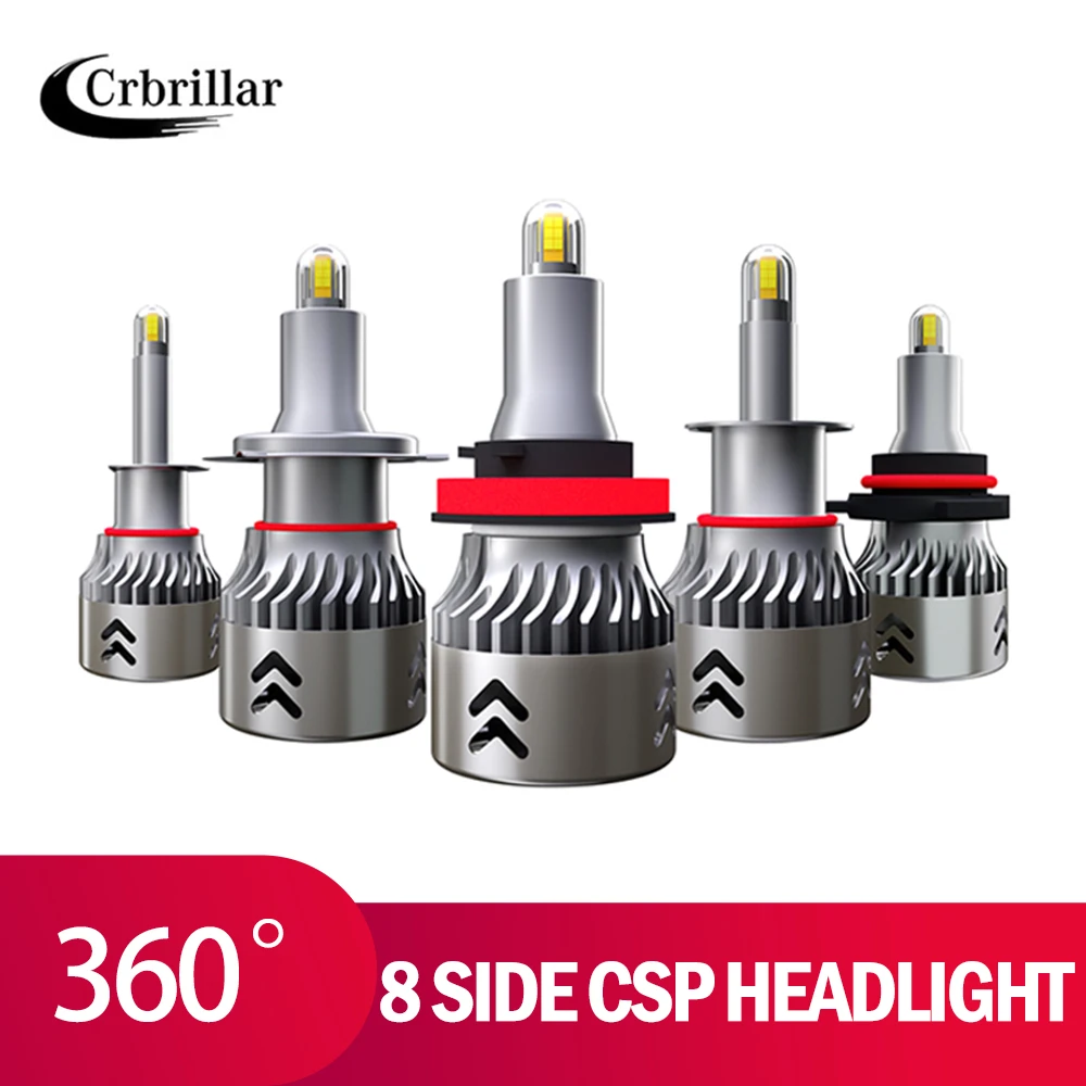 8 Side CSP Chips headlight bulbs mini body H7 led 360 degree Full light 18000LM H11 LED fog H1 H3 9005 9006 HB3 HB4 6000K | Автомобили и