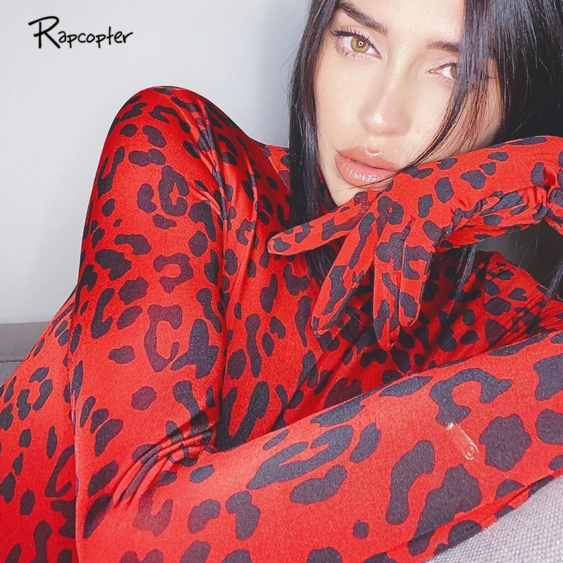 Рапкоптер Леопардовый принт Водолазка Боди с длинным рукавом с перчатками Rave Club Body тонкий бодикон боди осенняя одежда Femme