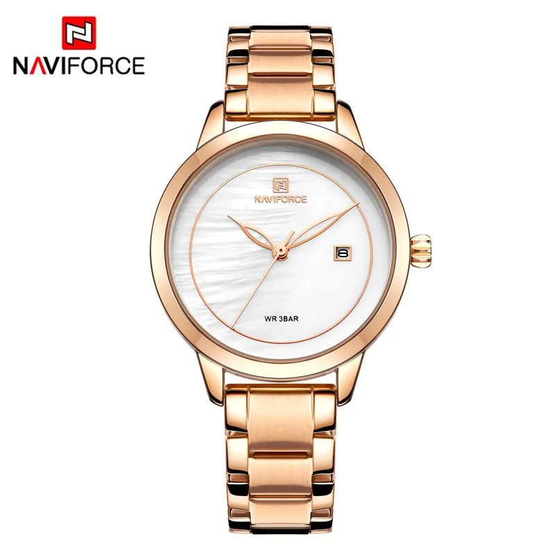 NAVIFORCE, женские часы, Топ бренд, роскошные женские наручные часы, нержавеющая сталь, классический браслет, женские часы, Relogio Feminino 5008 - Цвет: NA500801 without box