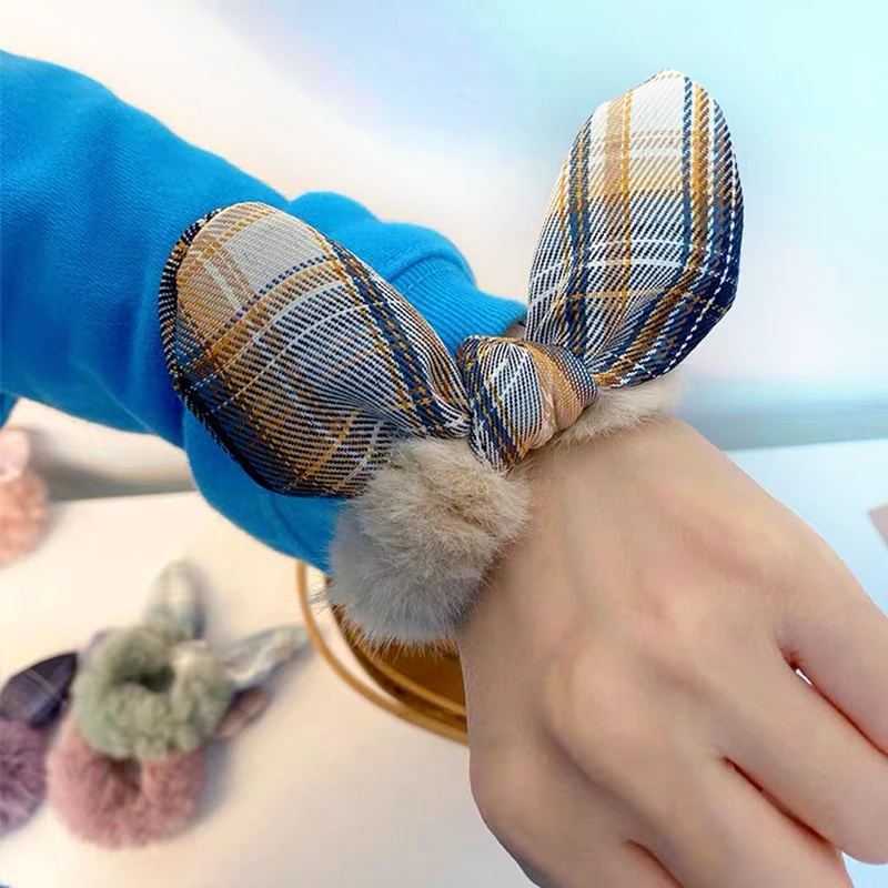 New Cute animal rabbit ear hair ring female rubber band elastic hair bands Korean headwear children hair Accessories ornaments