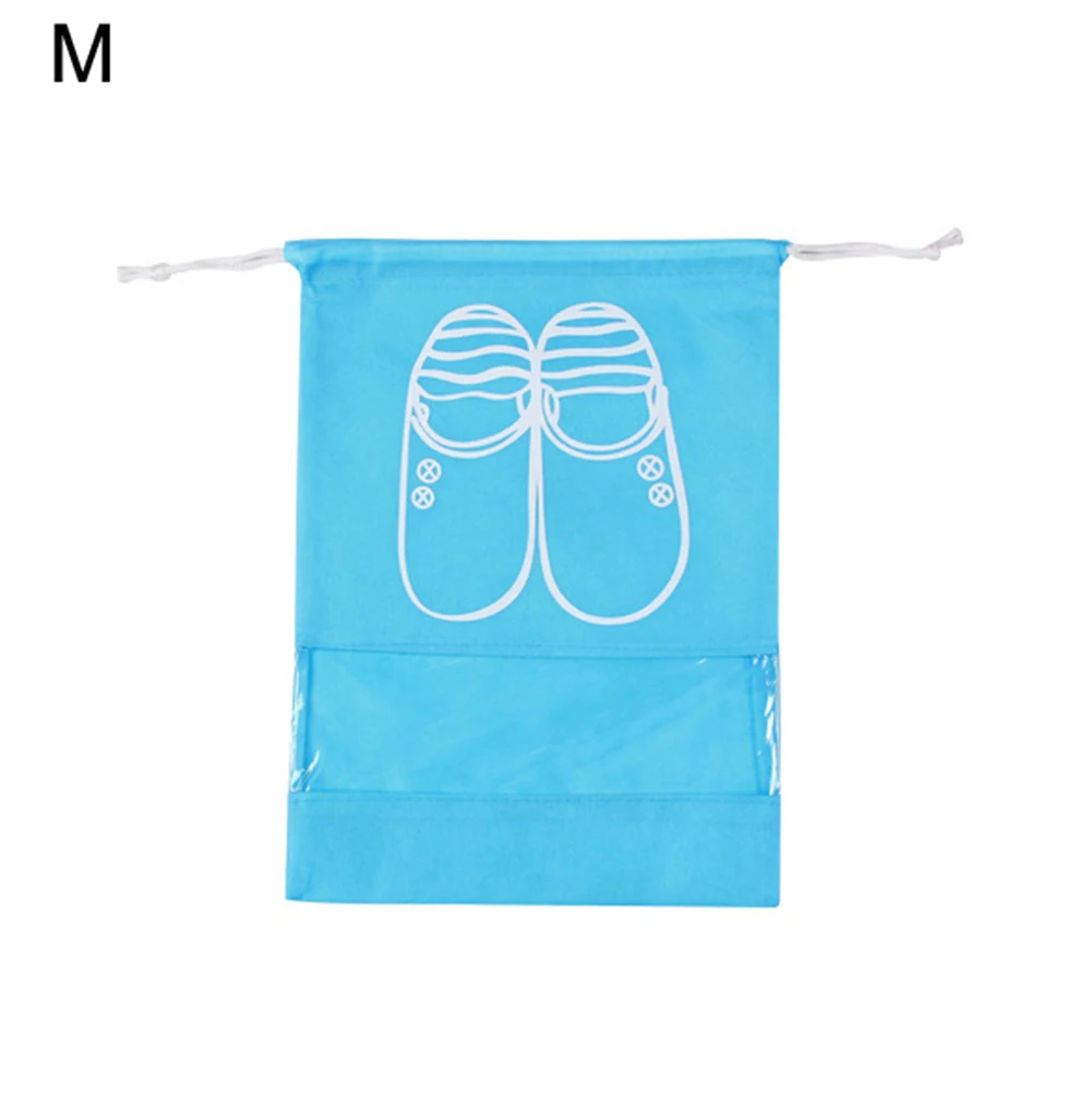 Портативный пылезащитный мешок для хранения обуви на шнурке, органайзер, сумка для путешествий, водонепроницаемая сумка для обуви, органайзер, чехол - Цвет: Sky Blue M