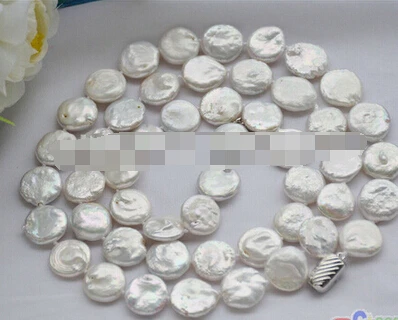 01447 32" 15mm white coin freshwater cultured pearl necklace