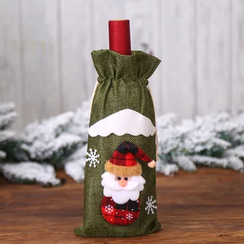 

4pcs 30*14cm Creative Christmas Wine Bottle Bags Christmas Hessian Rustic Gift Bags DIY Cloth For Holiday Decoration