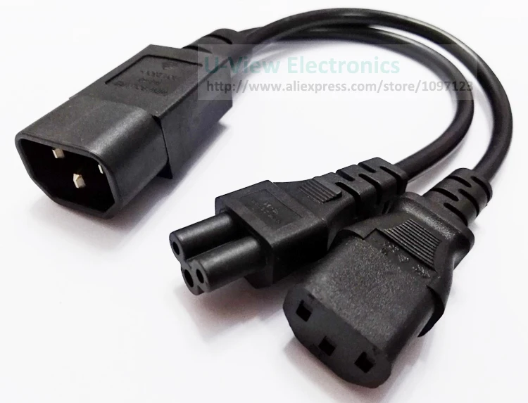 NCHTEK IEC 320 C14 3 PIN штекер C13+ C5 женский кабель адаптера питания, Y Тип сплиттер шнур питания около 30 см/ /1 шт