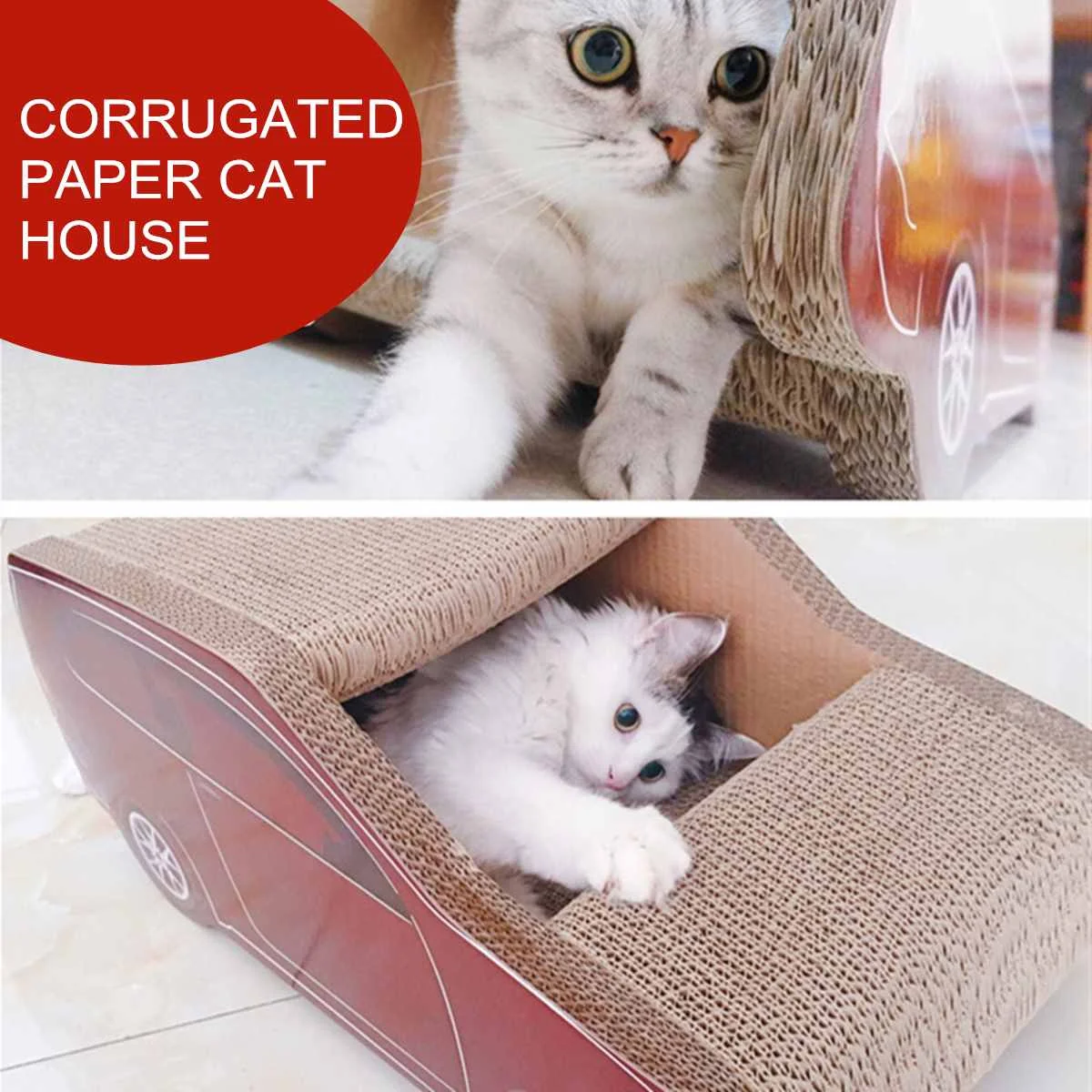 

Hot New Cat House Soft Cushion Cat Bed With Cats Toy Portable Pet Home 3 Tier Play House Condo Lounge Bed Wood Color