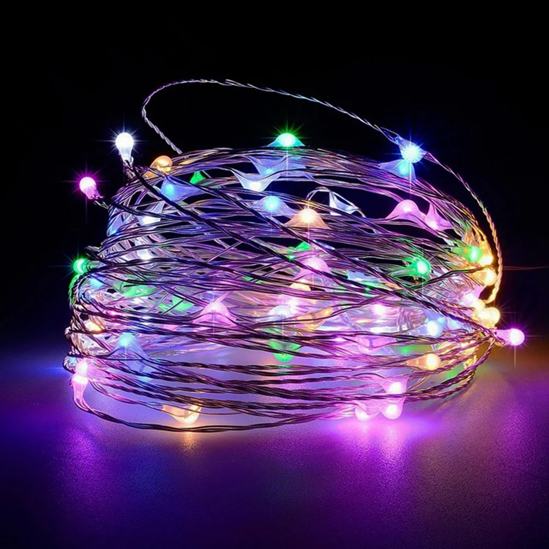 Multicolor 20 м/66 футов СВЕТОДИОДНАЯ Гирлянда USB Сказочный светильник 5 в Рождественский светодиодный светильник с серебряной проволокой для свадебной вечеринки декоративный светильник s - Испускаемый цвет: Multicolor