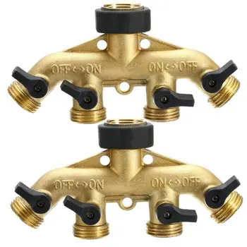 

3/4 Inch Brass 4 Way Hose Pipe Splitter Nozzle Tap Connectors Garden Irrigation 72XF