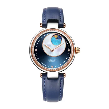 

Fashion Automatic Mechanical Watches Ladies Mechanical Watch Waterproof Diamond Trend Mother-of-pearl Moon Phase Watch SL410