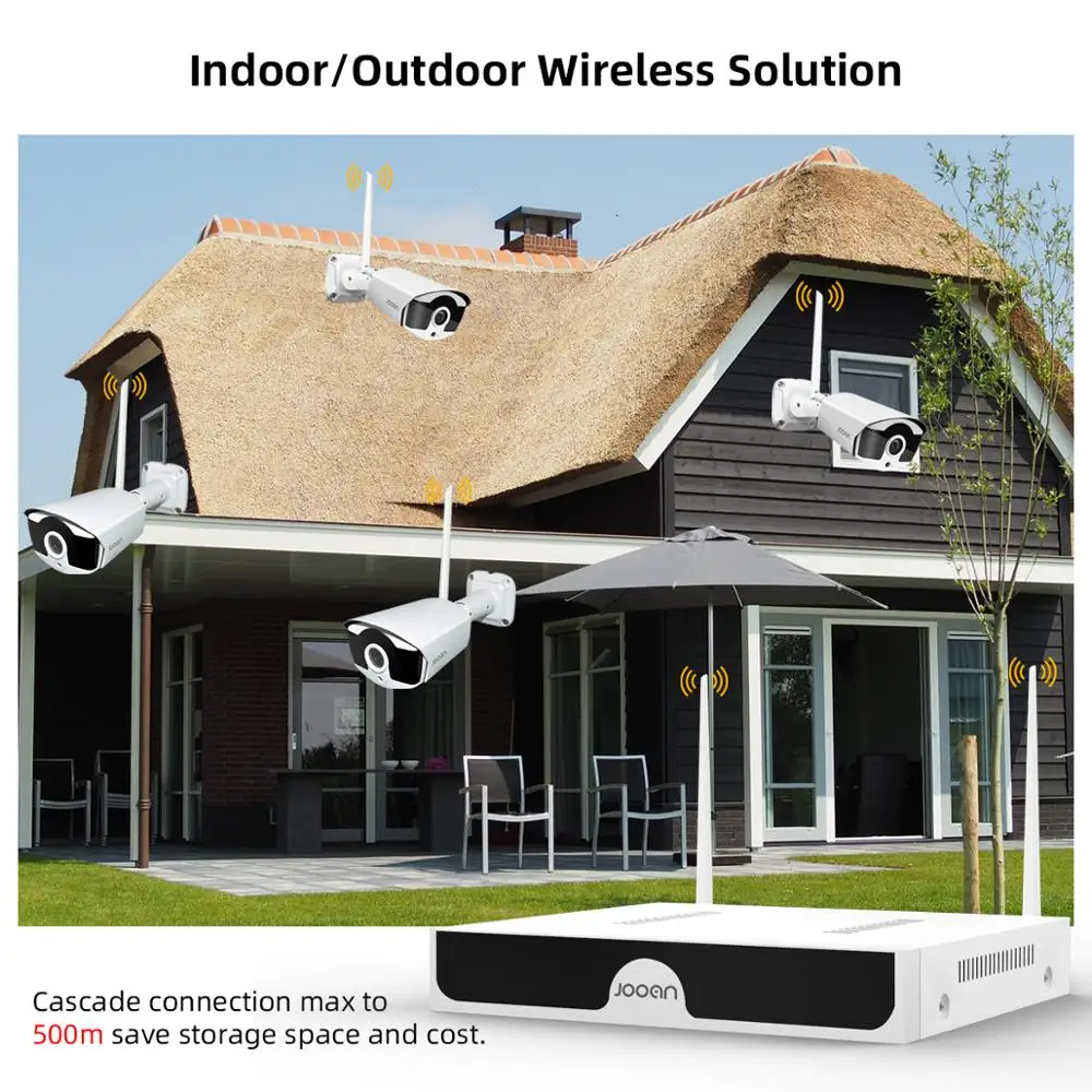 Jooan 8CH Wireless CCTV System 3MP NVR Wifi IR-CUT Outdoor 3MP IP CCTV Camera Security System Video Surveillance Kit