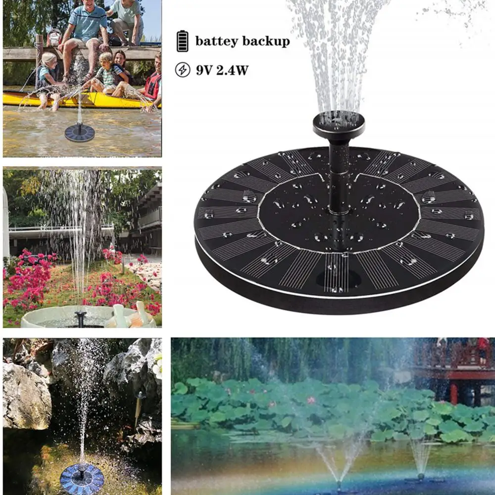 

Floating Solar Fountain with Electric Storage Solar Panel Powered Fountain for Pond Pool Garden Fish Decoration 9V 2.4W