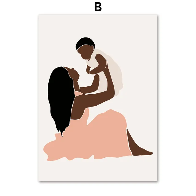 Pregnant Woman Mother Baby Illustration Nordic Posters And Prints Wall Art Canvas Painting Wall Pictures For Living Room Decor B