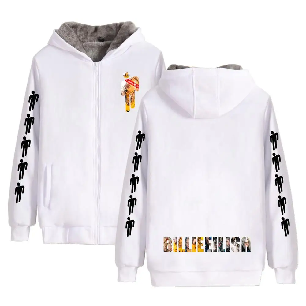 white - style 3 Billie Eilish модные популярные трендовые уличные новые флисовые толстовки для мужчин и женщин с молнией пуловер с капюшоном розовые толстовки - Цвет: white - style 3