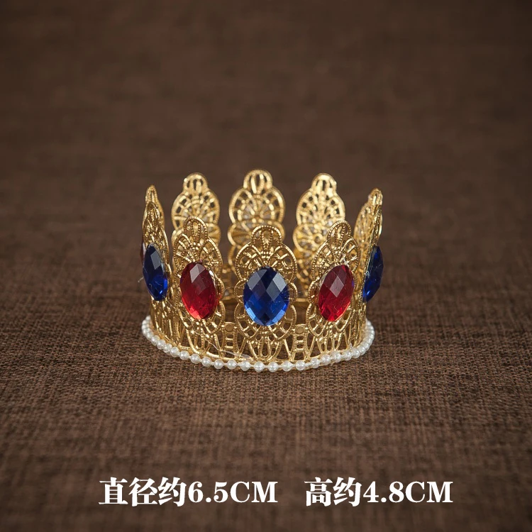 Зеленый Cretive барочная корона король ребенок полный детский золотой драгоценный камень фотография маленькая тиара Корона Новорожденный Фотография реквизит - Цвет: Зеленый