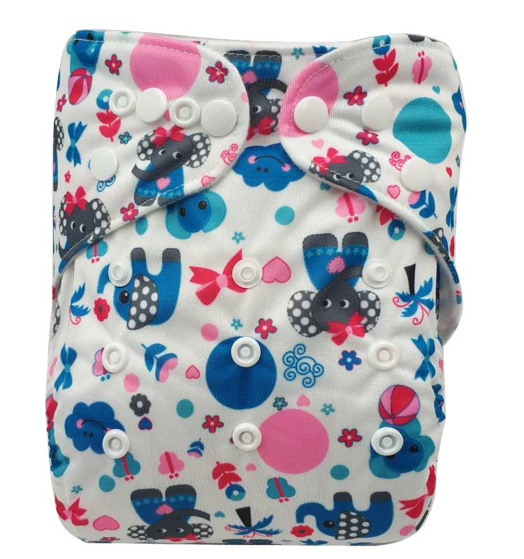 Ohbabyka stampato design Reuseable washable Pocket Cloth Diaper Elephant 1/ inserti