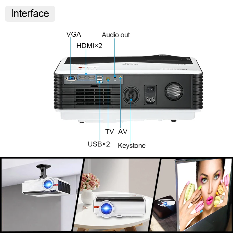 Caiwei A9/A9AB Smart Android WiFi LCD LED 1080p Projector Home Cinema 8000 Lumens Full HD Video Mobile Beamer For Smartphone TV