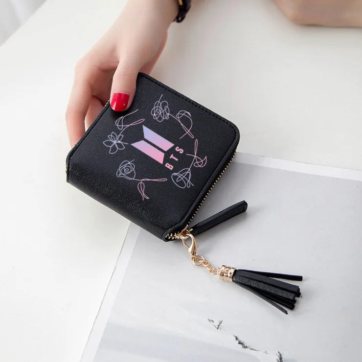 Кошелек, BT21, кошелек, Корейская звезда, мульти-слот короткий кошелек - Цвет: black 6