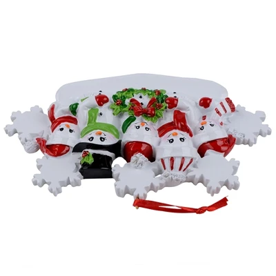 Смола оптом Снеговик Семья из 4 рождественские украшения персонализированные подарки, которые могут написать свое имя для праздника и домашнего декора