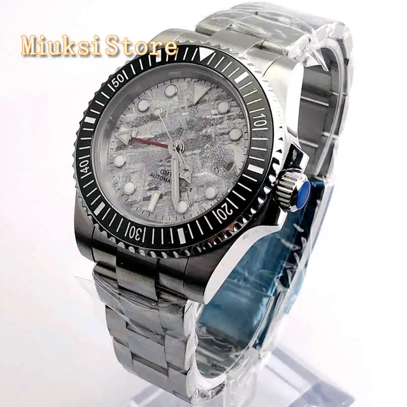 style 2 40 мм Bliger серебряная крышка из сапфирового стекла керамический ободок GMT окно даты автоматические мужские топ роскошные механические часы - Цвет: style 2