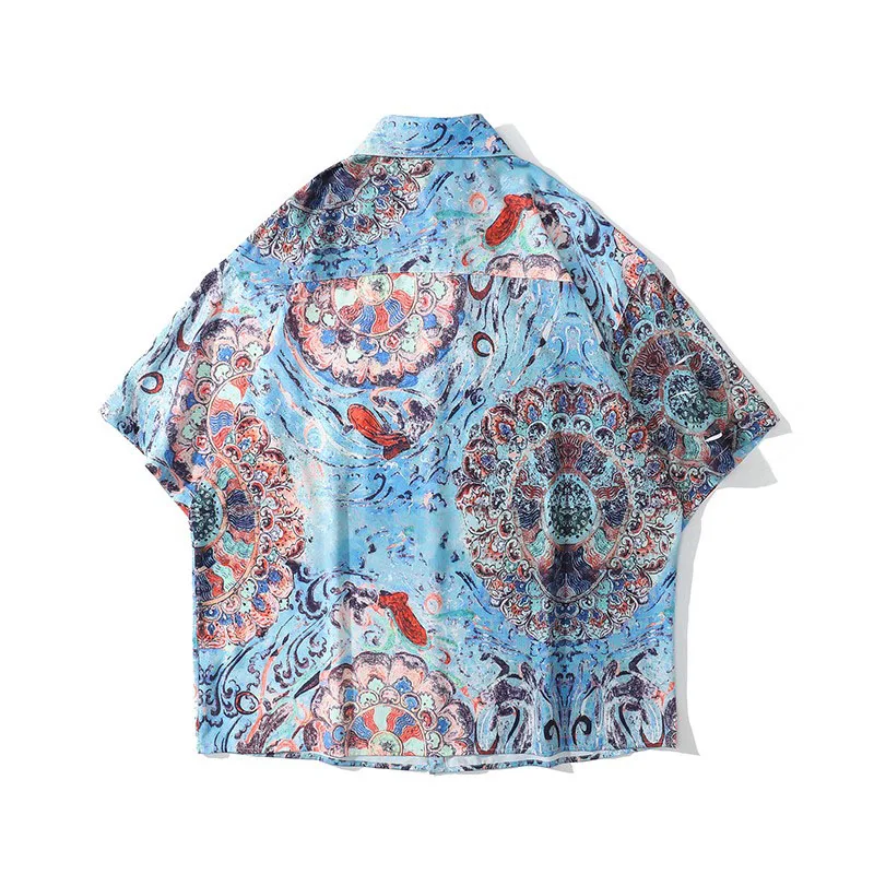 Men Shirt Short Sleeve 2021 New Arrival Summer Loose Flowers Male Shirt Thin Fashion Chinese Ethnic Style Hot Sale S84