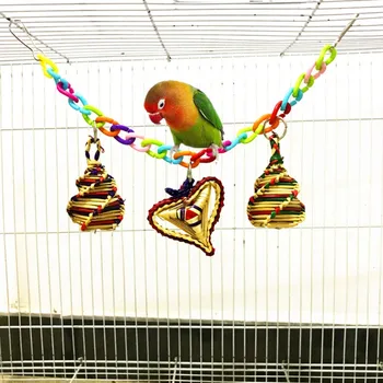 

Pet New Parrot Natural Grass Woven ToyFor Birds Colorful Cage Hanging Decorations Acrylic Soft Swing Bridge Toy Bird Accessories