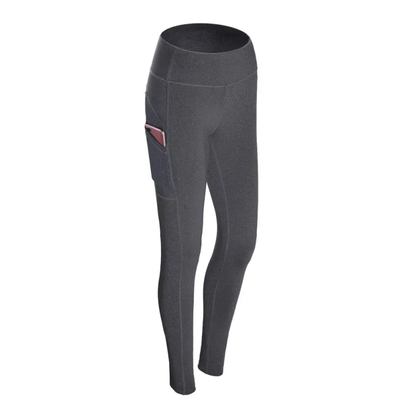 High Waist Elastic Quick-Drying Wicking Fitness Yoga Running Trousers Pocket Solid Color Ladies Fitness Pants