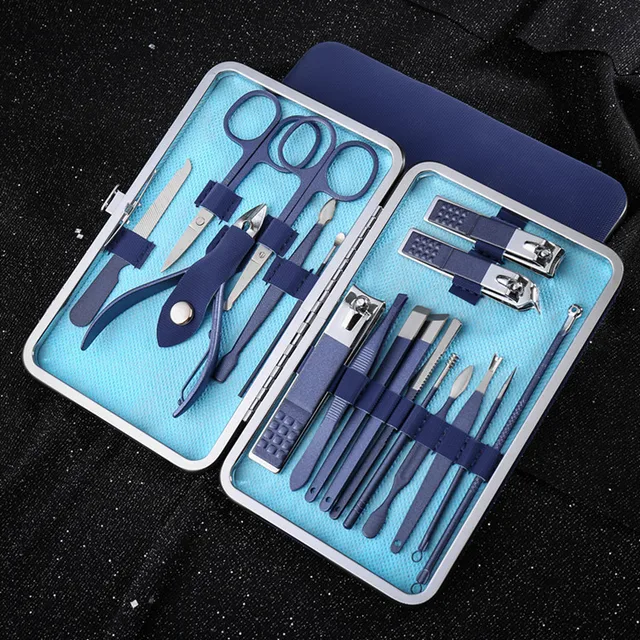 TXD 7-20Piece Manicure Tool Set Nail Clippers Dead Skin Nail Scissors Stainless Steel Nipper Tweezer Cuticle Remover Accessories 7026F 18-piece