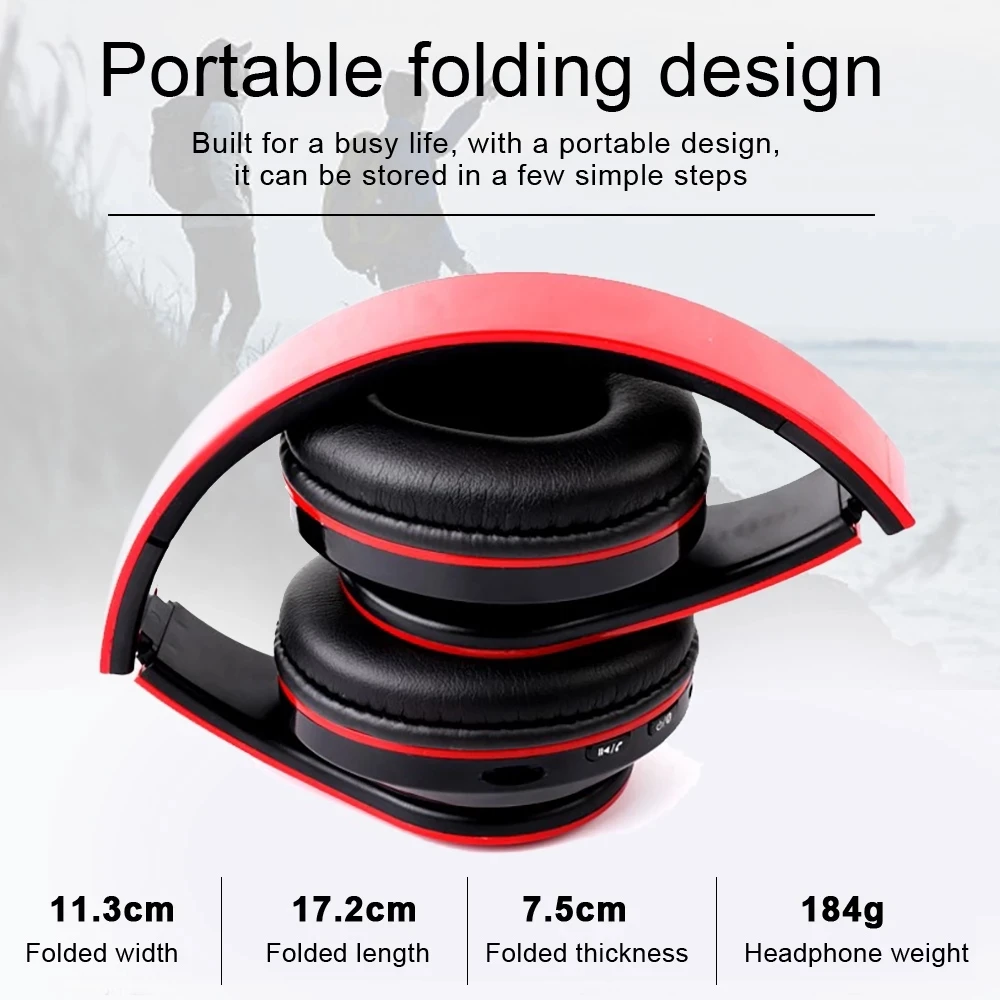 NEW B39 Wireless Bluetooth Headsets Portable Folding Headphones Support TF Card Built in FM Mp3 Player With LED Colorful Lights