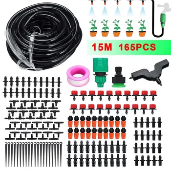 

165PCS Adjustable Drip Irrigation Sets Automatic Nozzle Watering Drip Irrigation System 15M 4/7mm Hose Garden Micro Drop Kits